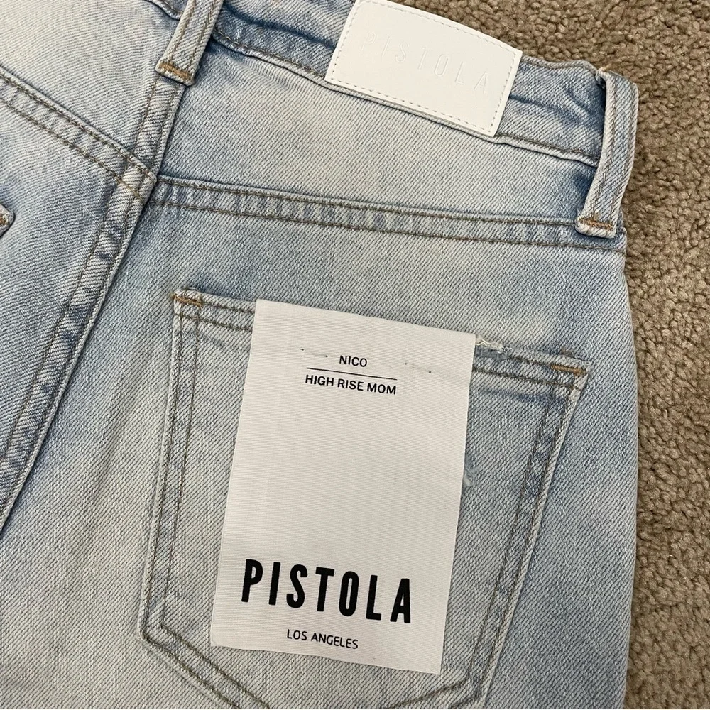 NWT Pistola Denim Nico High Rise Mom Distressed Shorts Light wash